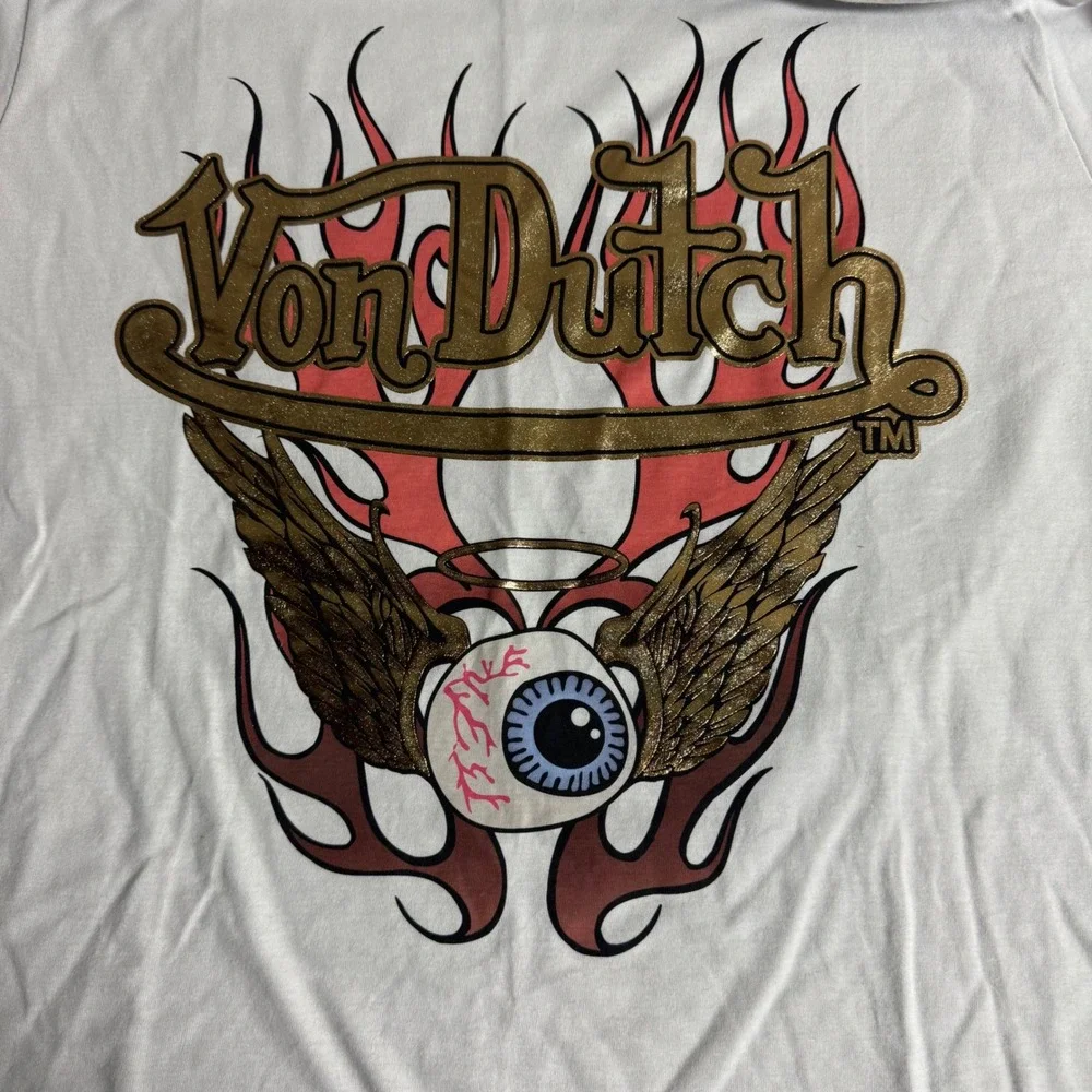 Von Dutch Graphic T-Shirt Medium
M Y2K Flames Flying Eyeball Logo - Picture 3 of 6